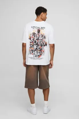 Picture of White Oversized Ofcl Man Floral Flame Printed T-Shirt